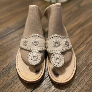 Jack Rogers Beige Leather Whipstitched Sandals